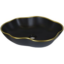 Раковина-чаша Bronze de Luxe 50 1395 Черная с золотым ободом